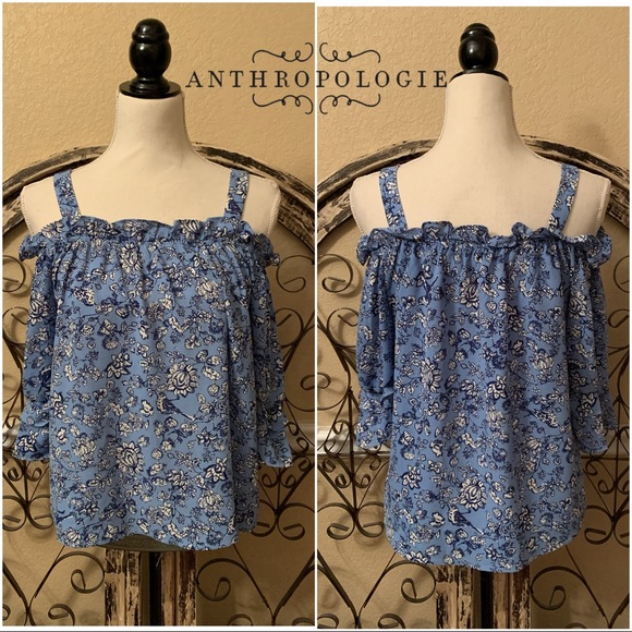 Anthropologie- Twine & String Open Shoulder Blouse - Picture 1 of 4